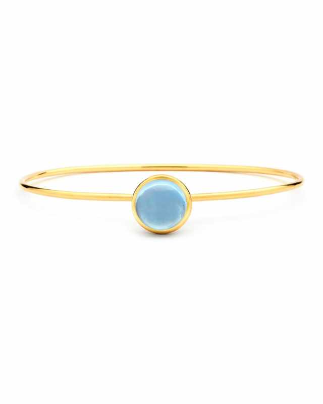 Big Baubles 18k Yellow Gold Big Stacking Bracelet, Blue Topaz